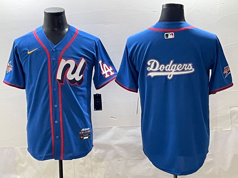 Men 2025 Los Angeles Dodgers Blank Blue All star Blank Blue Nike MLB Jersey style 5->new york yankees->MLB Jersey